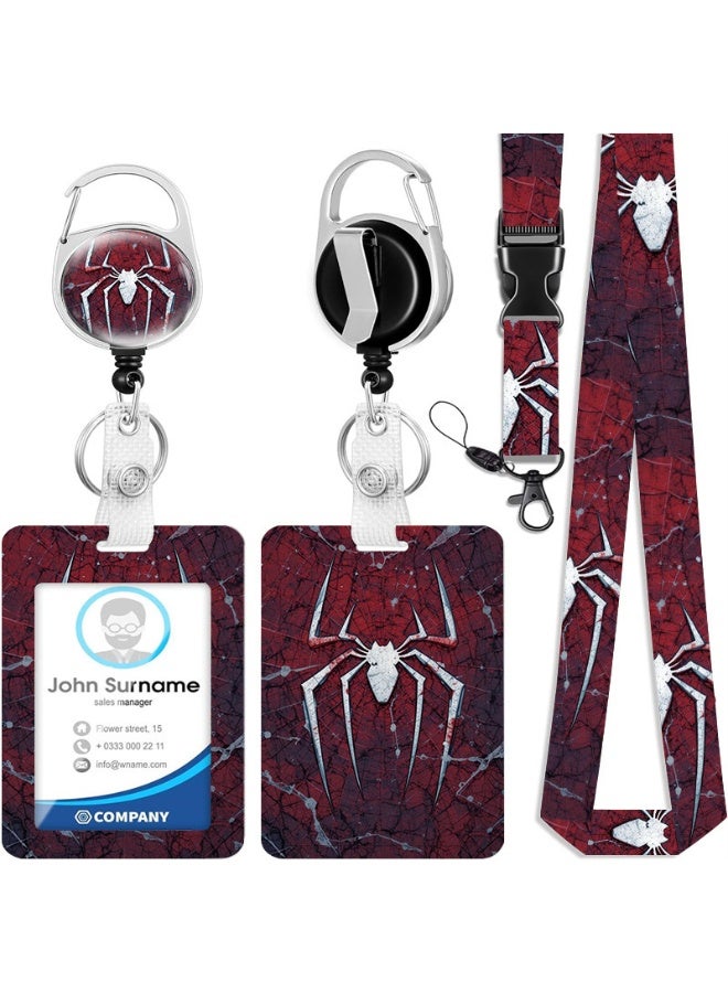 MARVEL 3-in-1 Marvel Red Spider-Man Logo Plastic ID Holder with Lanyard, Retractable ID Roller, Keychain, and Extension Chain - Suitable for workers, students, bus drivers, doctors, nurses, etc. - Image 1